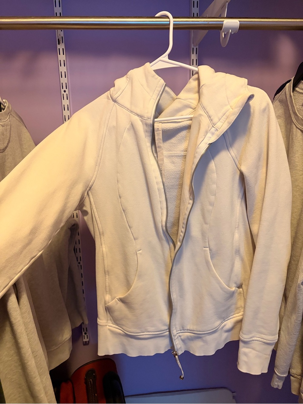 White lululemon Zip-Up Hooded Sweatshirt